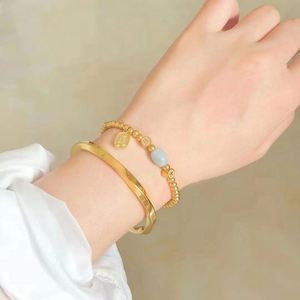 14K <b>Gold</b> Filled Stainless Steel 3.3Mm 4Mm 5Mm Bangle <b>Bracelet</b> Stackable <b>Bracelet</b> <b>Beaded</b> Sets With Charm - Product Image 4