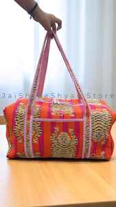 Lightweight Durable Cotton Quilted Duffle Bag Handcrafted Travel Bag <b>Soft</b> Spacious Carry Bag For Gym Or Short Trips - Product Image 2