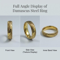 Bague moderne unisexe Lumon en acier Damas plaqué zinc noir bicolore 6 mm, finition mate, gravable, épaisseur 2,3 mm, anti-ternissement, usage quotidien