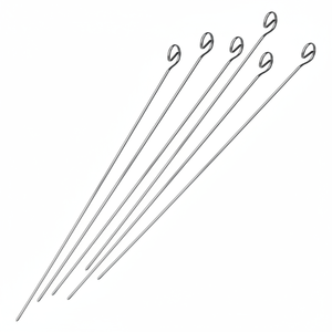 Set di 6 spiedini in acciaio inox con manico in legno forchette per Barbecue piatte lunghe 35 cm per campeggio all'aperto sicuro e durevole - Product Image 2