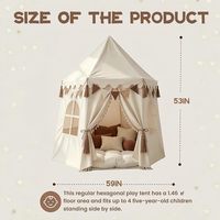 Tente de jeu pour enfants Sudeba Extra Large Boho 59" X 53" (DxH) |   Guirlande lumineuse à étoiles, drapeaux, pompons, lavable en machine, cadeau d'anniversaire pour
