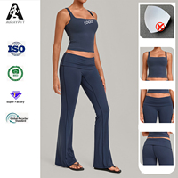 Nouvel ensemble de yoga uni respirant et moulant avec taille repliable, plis invisibles et effet push-up, deux pièces