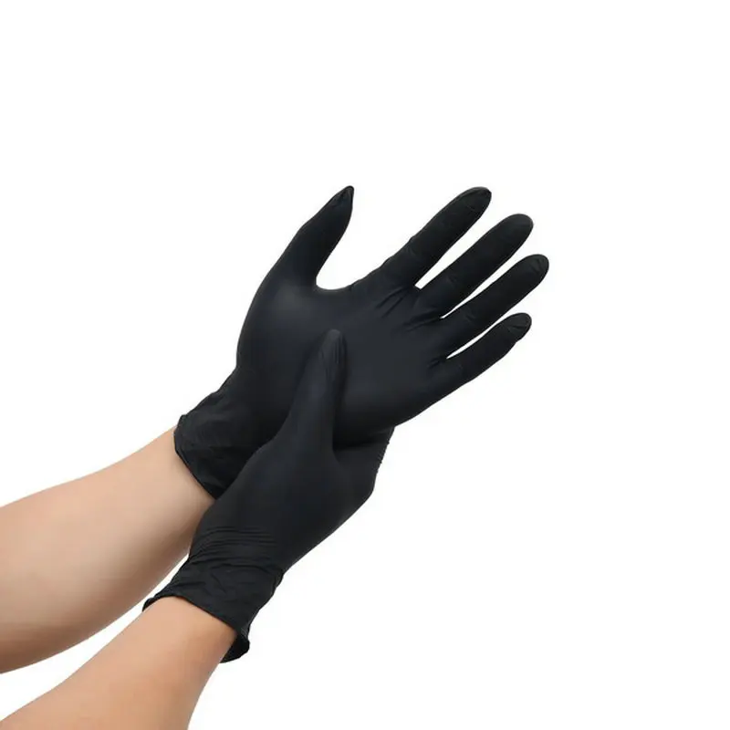 100 pieces a box 3 mil food grade black disposable nitrile gloves general beauty home cleaning work safety nitrile gloves