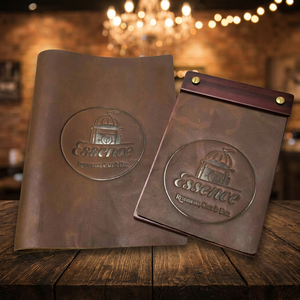 Cubierta de Menú de Cuero Essence para Restaurante, Cafetería, Bar, con Logotipo Personalizado, Impresión UV, Carpeta de Presentación, Marrón Opaco - Product Image 3