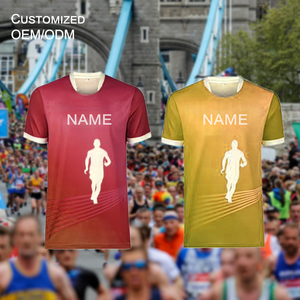 Camiseta Deportiva de Manga Corta para Hombre, de Malla con Impresión Digital de Poliéster, de Secado Rápido, para Maratón, Gimnasio, Carreras - Product Image 1