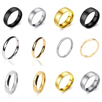 Aksesoris Wanita Gaya Korea Terlaris Lintas Negara, Cincin Polos Inlay Kaca Bulat 2 3 4 6 8MM, Cincin Lengkung Dalam dan Luar