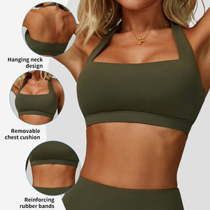 EWX3091-1  Bra Olahraga Wanita 2-Potong Model Halter Cepat Kering dengan Bantalan, Tanpa Punggung, untuk Yoga, Gym, dan Aktivitas Olahraga - Product Image 4