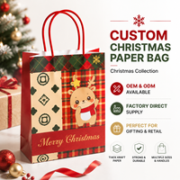 Sacs cadeaux en papier kraft personnalisés avec poignées, sacs d'emballage imprimés en gros pour le commerce de détail, design de Noël et de fêtes
