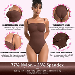 Wholesale Women's Tube Tops <b>Strapless</b> <b>Bodysuit</b> <b>Shapewear</b> Slim Fit Summer Going Out Sculpt Body Shaper with Removable Straps - Product Image 3
