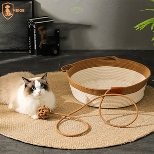工場卸売 猫ベッド ペット用巣 純手織り綿麻 夏用 洗える 猫爪とぎボード 犬用 - Product Image 1