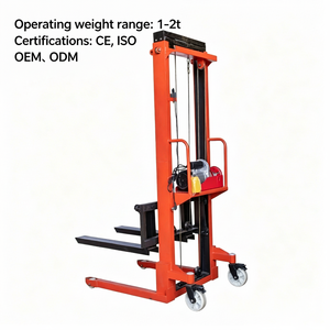 Lift Forklift palet tangan 1ton 2 Ton 2.5ton 3ton Manual hidrolik tumpuk garpu bisa diatur ban padat AWD 60CM lorong - Product Image 1