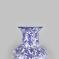 Vase à fleurs en céramique de style moderne chinois pour la décoration de la maison, vase en porcelaine bleu et blanc antique en gros pour mariage