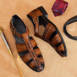 Sandales décontractées à bout carré pour hommes - Chaussures d'extérieur élégantes, légères et respirantes en cuir - Antidérapantes pour toutes les saisons - Product Image 4