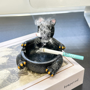 Cendrier de style nordique Bouledogue Français pour la maison, le salon, le bureau, pièce décorative anti-poussière - Product Image 2