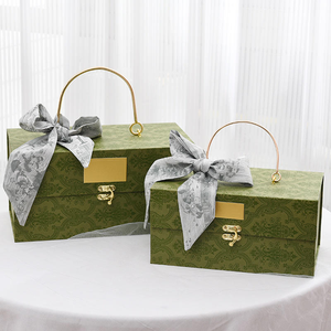 Rigid gift box with metal handle clasp <b>lock</b> gift box <b>portable</b> luxury gift box hard suitcase‑style gift box - Product Image 6