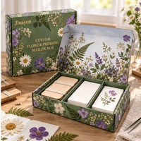 Boîte d'expédition personnalisée pour pressage de fleurs, en matériaux recyclés, avec doublure en éponge, en carton ondulé brillant E-Flute, emballage plat pour l'expédition