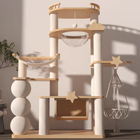 Arbre à chat extra-large en bois massif, design moderne et luxueux, écologique, avec lit intégré, 4 niveaux, montage facile pour