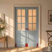 Porte intérieure en bois massif de caoutchouc, style français, panneau vertical blanc, pour chambre à coucher, villa, portes d'entrée principales modernes en bois