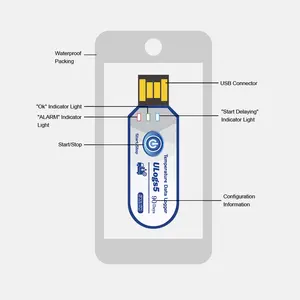 Jusqu'à 360 jours Mini enregistreur de données USB à usage unique pour le transport des fruits