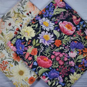 Pas de quantité minimale de commande personnalisé impression fleur 100% coton tissé londres pelouse tissu floral popeline satin tissu pour robe 60s 80s 100s