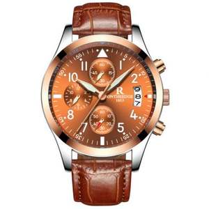 ONTHEEDGE 028 Marca Negro Hombres Reloj de cuarzo <span class=keywords><strong>Vive</strong></span> Correa de cuero Resistente al agua Luminoso Fecha Pantalla Chrono Sports Watch Set - Product Image 4