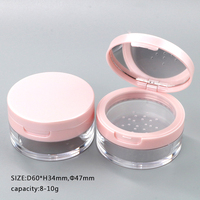 Boîte de maquillage vide 8g, emballage de poudre, boîte vide 60mm, couvercle à clapet circulaire avec miroir, trou circulaire, bouchon en maille, boîte portable