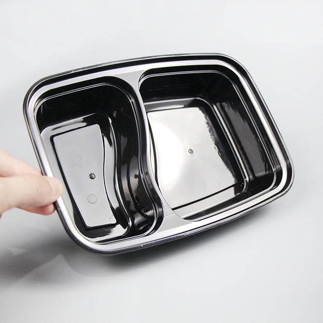 30 oz 2-grid microwave food box freezer safe takeaway disposable plastic food container with lid