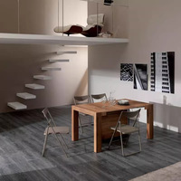 Table à manger extensible en bois massif de style nordique, design rectangulaire pliable et rétractable, minimaliste, sans assemblage, fabriquée en Chine, petite taille