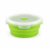 Boîte à lunch ronde pliable en silicone, grande taille, compatible micro-ondes, avec couvercle verrouillable, pour la préparation des repas et les voyages (vente en gros)