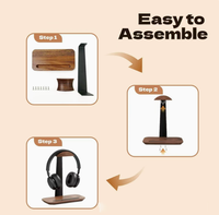 Rak Display Headset Gaming Kayu dan Logam untuk Meja Kerja, Model Kustom Pabrik, Terlaris