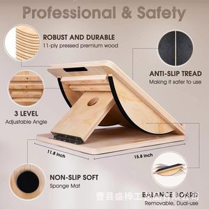 Tabla Inclinada de Madera con Altura Ajustable, Equipo de Yoga y Pilates, Dispositivo Portátil de Entrenamiento y Estiramiento para Interiores - Product Image 3