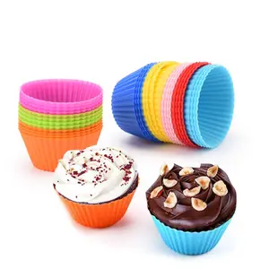 BPA miễn phí tái sử dụng không dính Silicone Muffin nướng bánh ly, tái sử dụng Silicone khuôn bánh cupcake lót