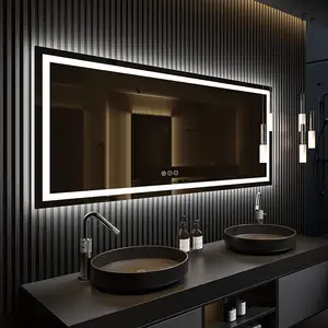 Custom Optional Functions Extra Large Digital LED Defogger Smart Home Devices Bathroom Mirror For Apartment