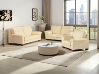 Ensemble de canapés modulaires d'angle en cuir/tissu performant de haute qualité pour salon de villa moderne, blanc crème beige, marque OEM