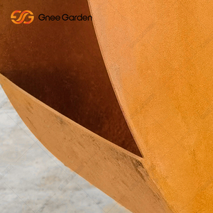 Pot de fleurs sphérique en acier Corten, creux, pour extérieur, finition rouille, écologique, durable, résistant à la corrosion, à suspendre ou à poser - Product Image 6