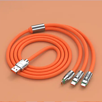 Cable de Carga Rápida 3 en 1 de 120w, Cable USB a Tipo C Micro 6A, Cable de Datos de Carga Rápida de Silicona