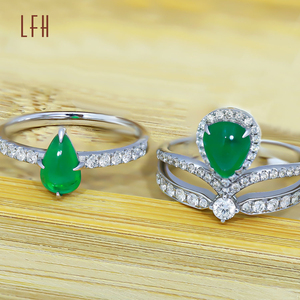 Anillos de Boda Personalizados de Oro de 18K, Oro Sólido Real de 10K, 14K y 18K con Esmeralda Natural, Oro Real de 18K - Product Image 4