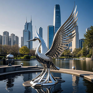 Scultura esterna astratta in acciaio inox grande specchio lucidatura giardino paesaggio ornamenti decorativi moderni in metallo scultura - Product Image 6