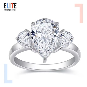 Bague de fiançailles en or blanc 18 carats MSR-1620 avec diamant de laboratoire taille poire 3,76 carats D VVS1, bague à trois pierres personnalisée - Product Image 2