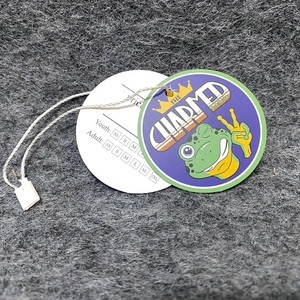 Nhà Máy Tùy Chỉnh In Ấn Logo Vòng Tròn Giá Giấy Nhãn Quần Áo Chết Cắt Treo Tag Cho Quần Áo - Product Image 2