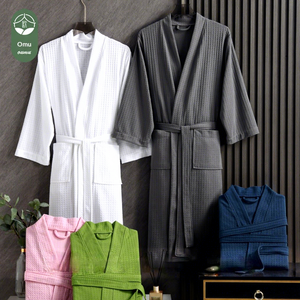 <span class=keywords><strong>Bata</strong></span> de Baño Fina Tipo Waffle para Hotel, Salón de Belleza, Pijama Largo para Parejas Adultas, <span class=keywords><strong>Bata</strong></span> de Poliéster para el Hogar, Primavera-Otoño - Product Image 1