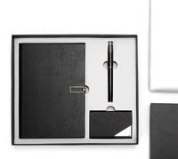 Offre Spéciale de haute qualité personnalisé A5 en cuir PU cahier imprimé coffrets cadeaux bas quantité minimale de commande avec stylo gel en métal et porte-carte de visite 001