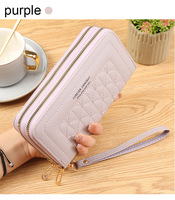 Dompet Panjang Wanita Baru dengan Ritsleting Ganda, Tas Selempang Bordir Bergaya Vintage, Kapasitas Besar, Dompet PU Lembut untuk Ponsel