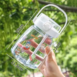 Bouteille d'<span class=keywords><strong>eau</strong></span> en plastique pour enfants avec paille, grande capacité, avec sangle, vente chaude, mignonne, 1200 ml, avec couvercle à ouverture rapide, pour enfants - Product Image 4