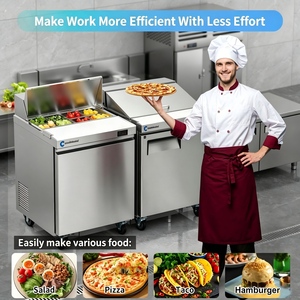 Mesa de Preparación Refrigerada Comercial Portátil, de Una Puerta, Enfriada por Aire, de Acero Inoxidable 304, Sin <span class=keywords><strong>Escarcha</strong></span>, con Control Digital, para Barra de Ensaladas - Product Image 3