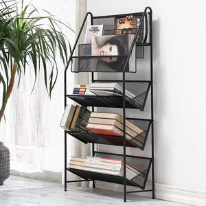 Libreria a 5 Ripiani Minimalista di Lusso Leggero, Senza Schienale, <span class=keywords><strong>in</strong></span> <span class=keywords><strong>Ferro</strong></span> <span class=keywords><strong>Battuto</strong></span>, da Terra, per Soggiorno e Camera da Letto, per Libri e Riviste - Product Image 1