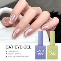 Kit de vernis gel UV/LED effet œil de chat marque privée, sans HEMA, avec gels magnétiques diamant argentés, certifié CPSR