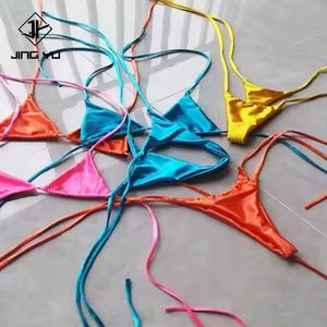 Swimwear Manufacturer Custom <b>Swimsuits</b> Bikini Sets for Women Luxury Satin Shiny String Bikini Swimwear 2024 - Product Image 3
