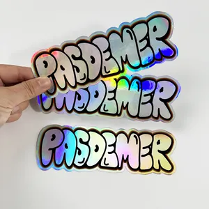 Custom Wholesale Popular Fancy Reflective Mirror Sticker Waterproof Die Cut Adhesive Label Holographic Stickers