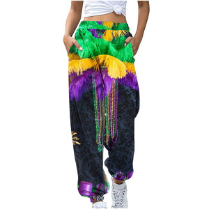 Pantalones Harem de Cintura Alta con Estampado Mardi, Casuales y a la Moda para Mujer - Product Image 4